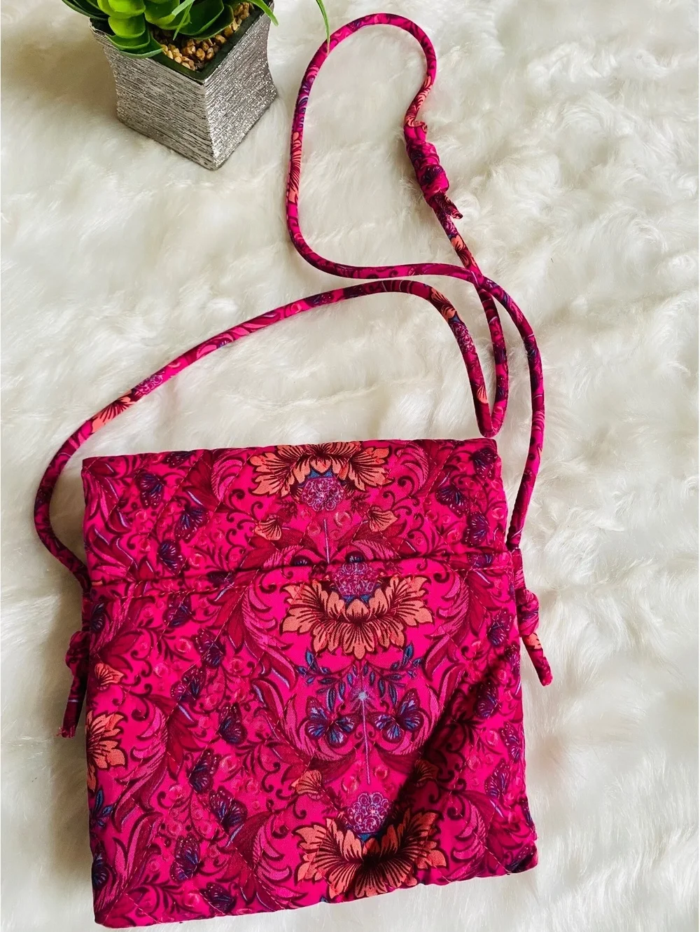 Wicked Pink Floral Quilted Crossbody Bag